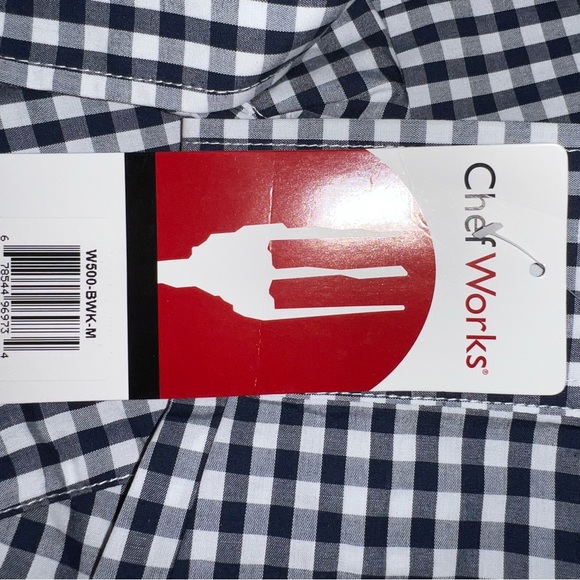 NWT Chef Works Plaid Gingham Dress Shirt Medium - Picture 4 of 6